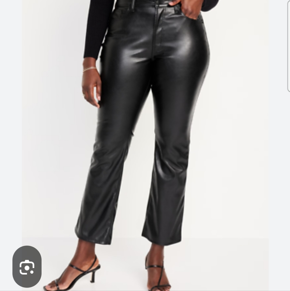 Old Navy Black Faux Leather High Rise Boot Cut Pants NWT